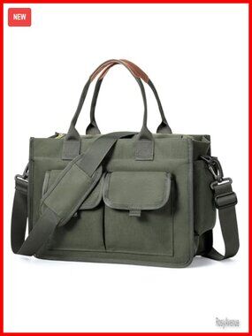 Canvas Tote Bag with Zipper Crossbody Work Laptop Bag